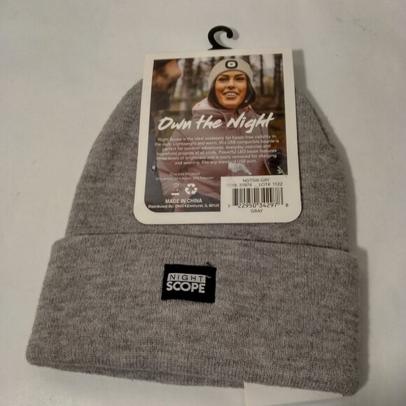 NIght Scope Brightside Collection Knit Hat Women LED Rechargable Gray Beanie NEW - Picture 4 of 6